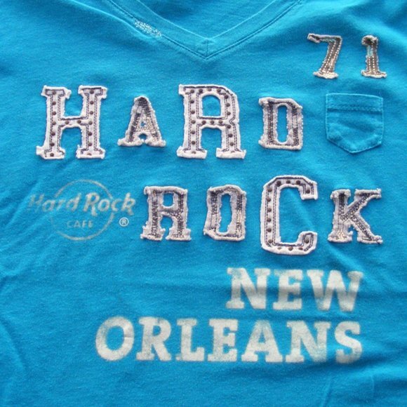 HARD ROCK CAFE New Orleans Tshirt, Ladies M, Bright Blue, SS - Picture 2 of 8
